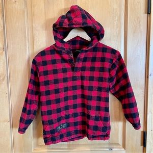 The Vermont Flannel Co. Size Small Youth Hooded Flannel Pullover Buffalo Plaid
